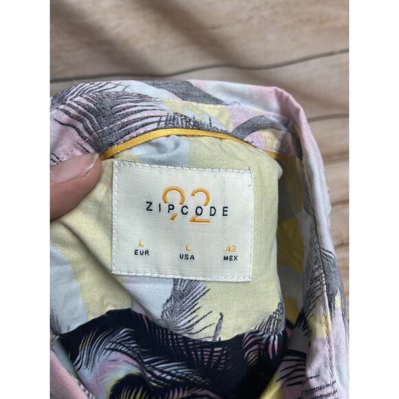 Zip Code Mens Hawaiian Shirt Size Large Short Sleeve Button Down New NWT Floral - Picture 5 of 11